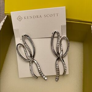 Kendra Scott Silver Ribbon Crystal Drop Earrings
